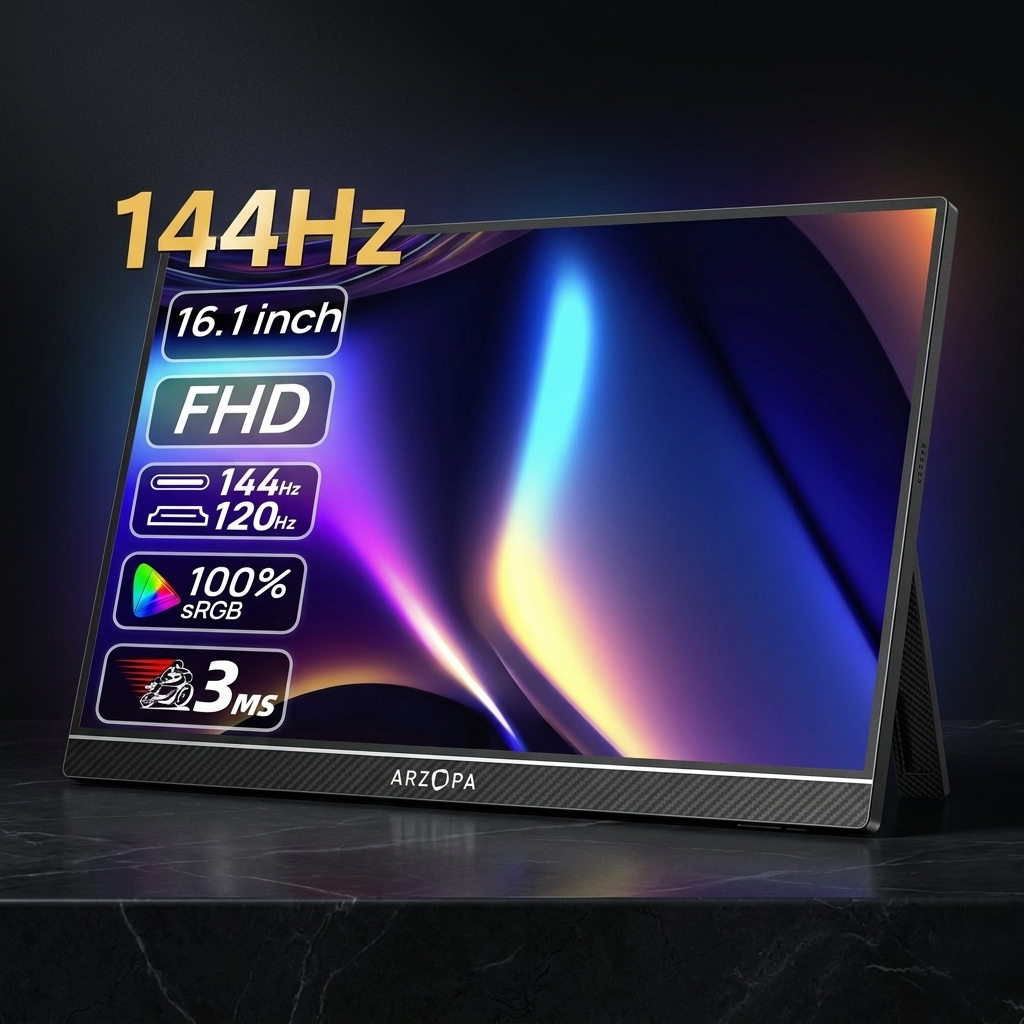 Arzopa 16.1" 144Hz Portable Gaming Monitor | 100% sRGB | Ultra-Slim