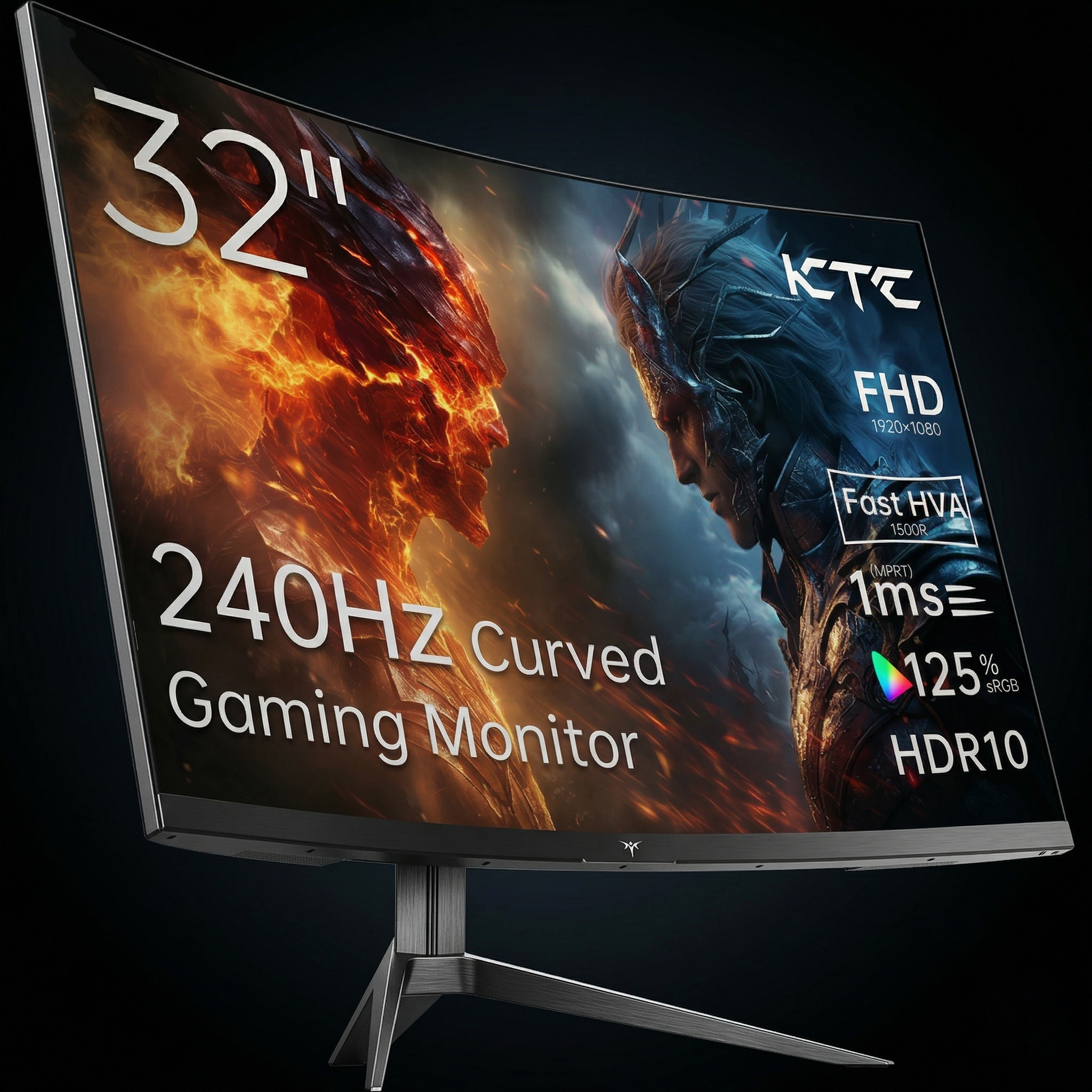 KTC 32 Inches 240Hz Curved Gaming Monitor 1500R, 1080P, HDR10, 1ms