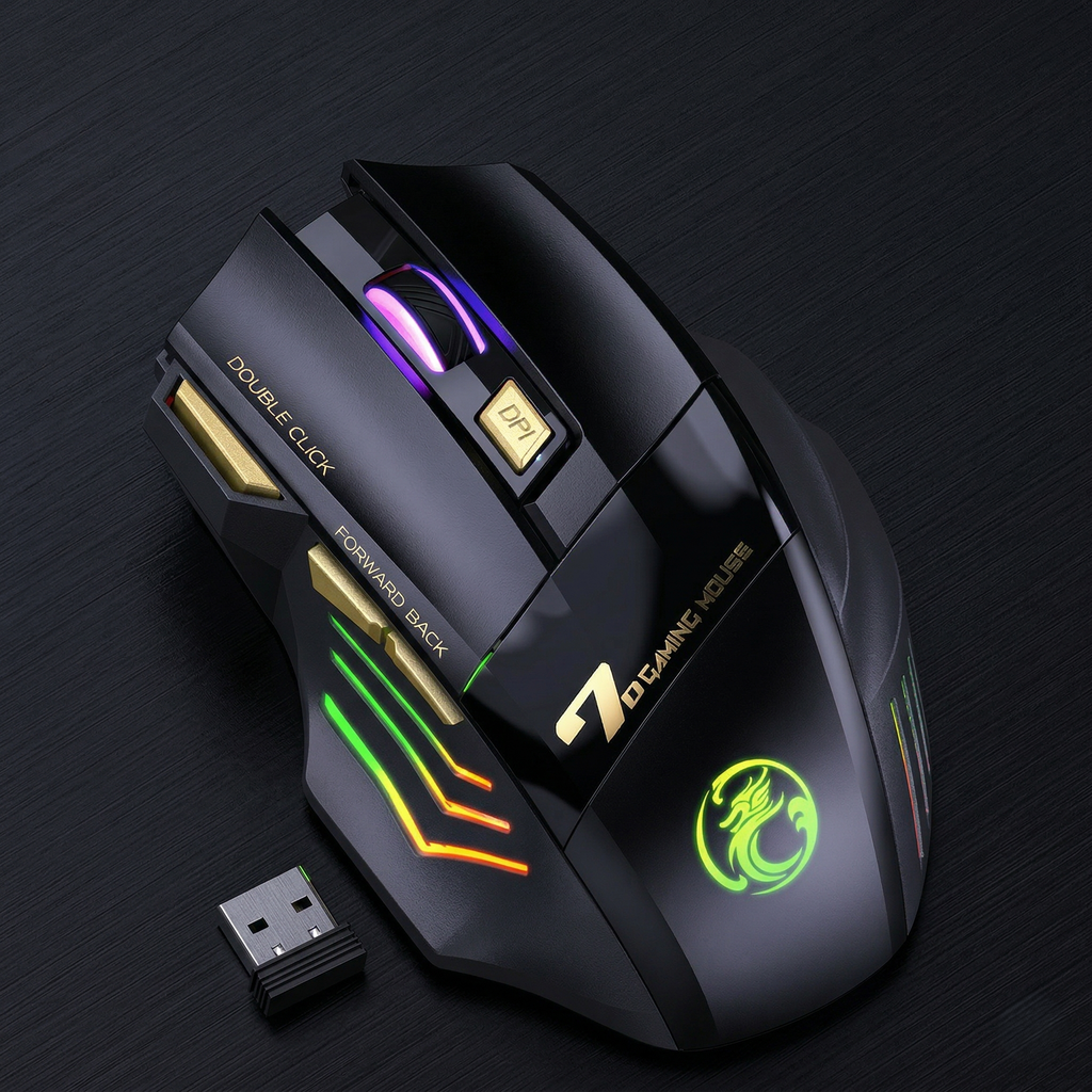 Rechargeable Silent Click Bluetooth Gaming Mouse with 2.4GHz USB