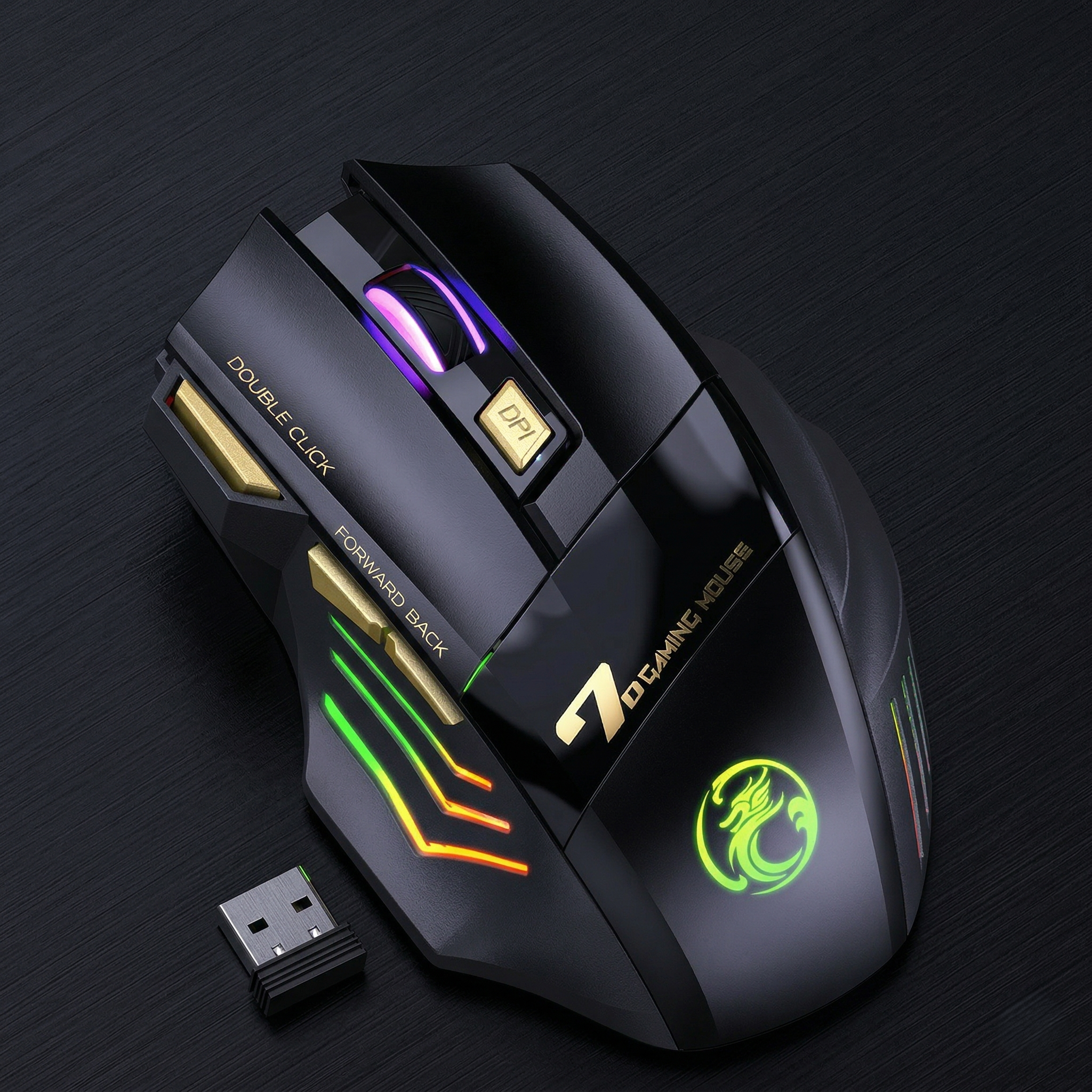 Rechargeable Silent Click Bluetooth Gaming Mouse with 2.4GHz USB