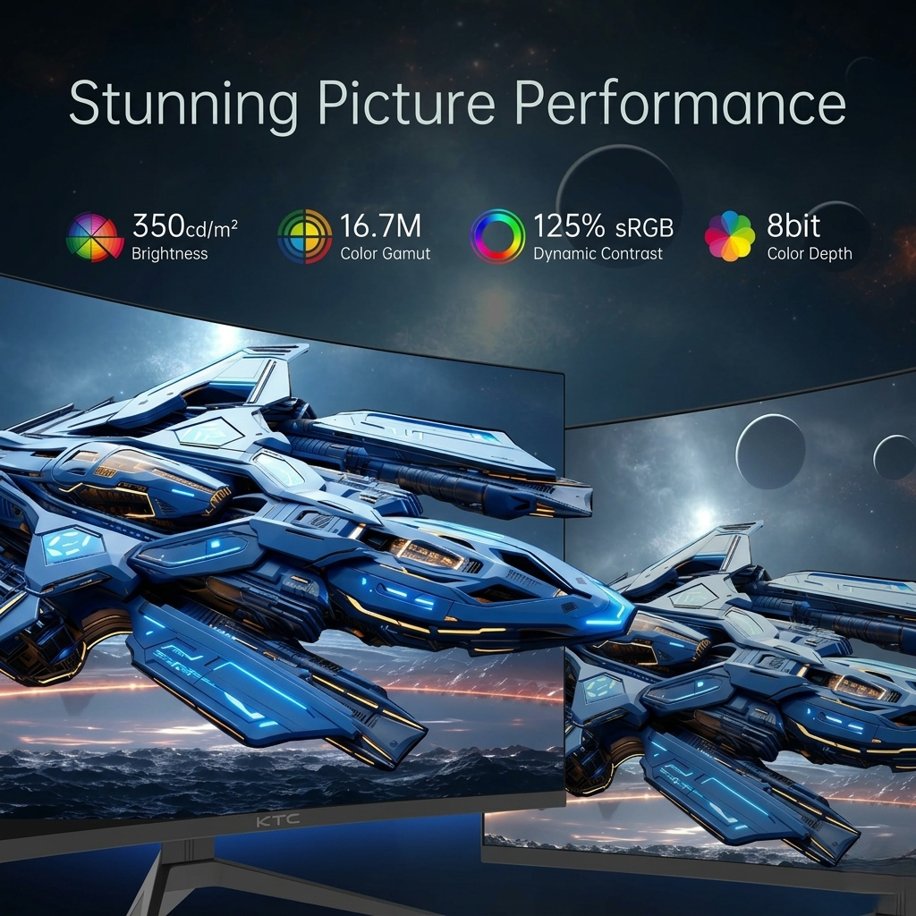 KTC 32 Inches 240Hz Curved Gaming Monitor 1500R, 1080P, HDR10, 1ms