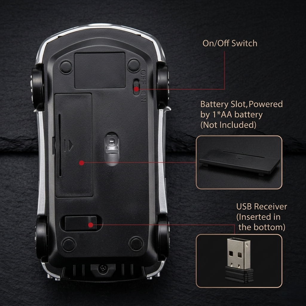 Portable Car‑Shaped 2.4G Optical USB Wireless Mouse