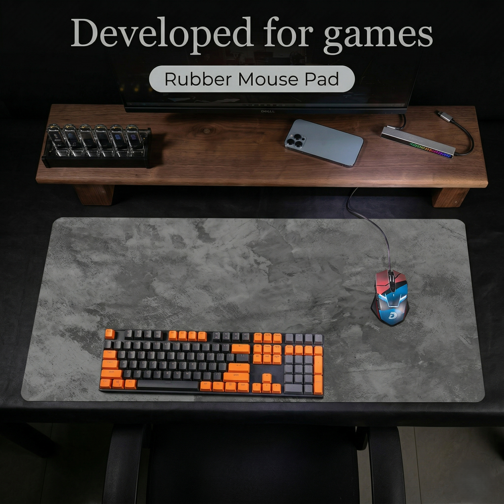 Gray Series Mouse Pad, Overlocked Edges, Desk Mat for PC & Laptop