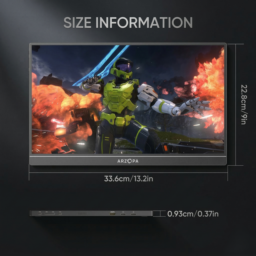 Arzopa 16.1" 144Hz Portable Gaming Monitor | 100% sRGB | Ultra-Slim