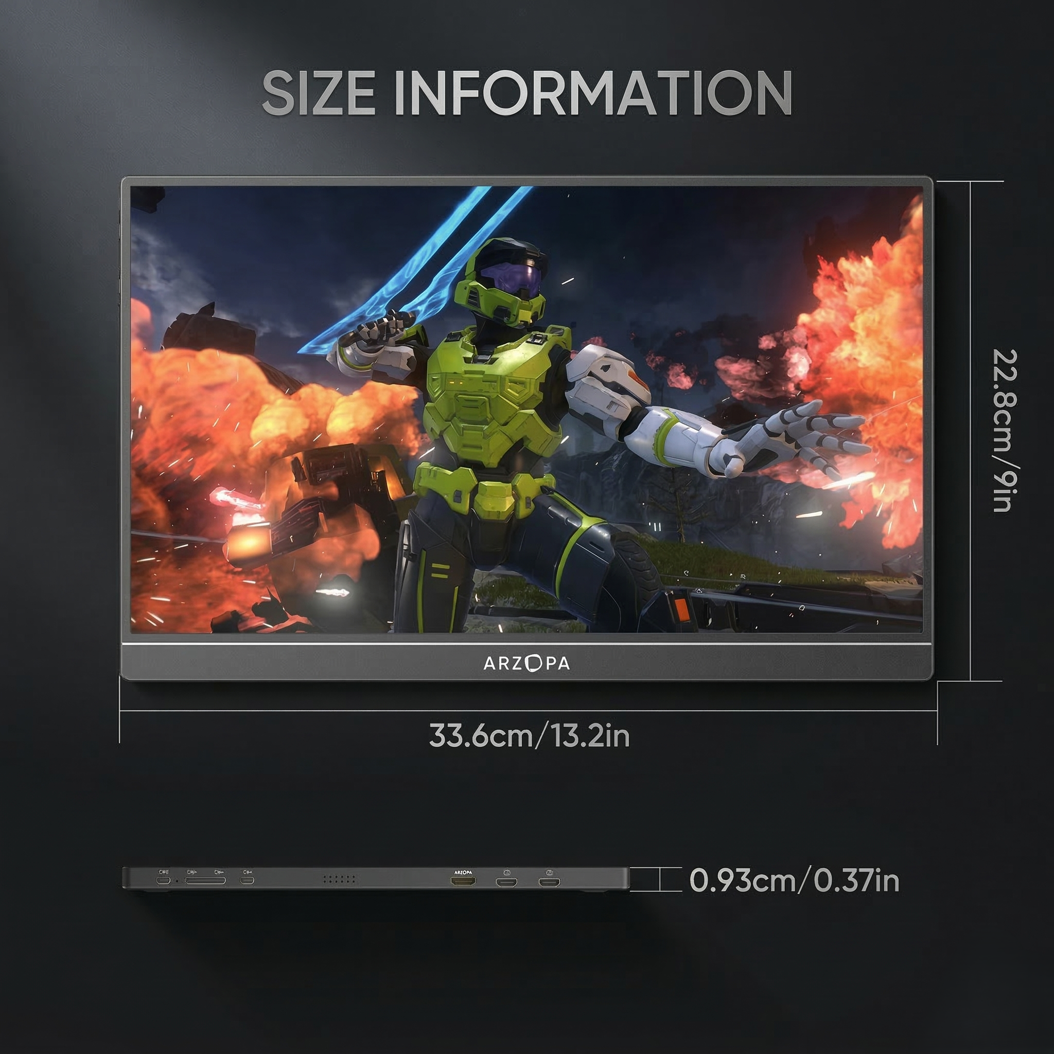 Arzopa 16.1" 144Hz Portable Gaming Monitor | 100% sRGB | Ultra-Slim