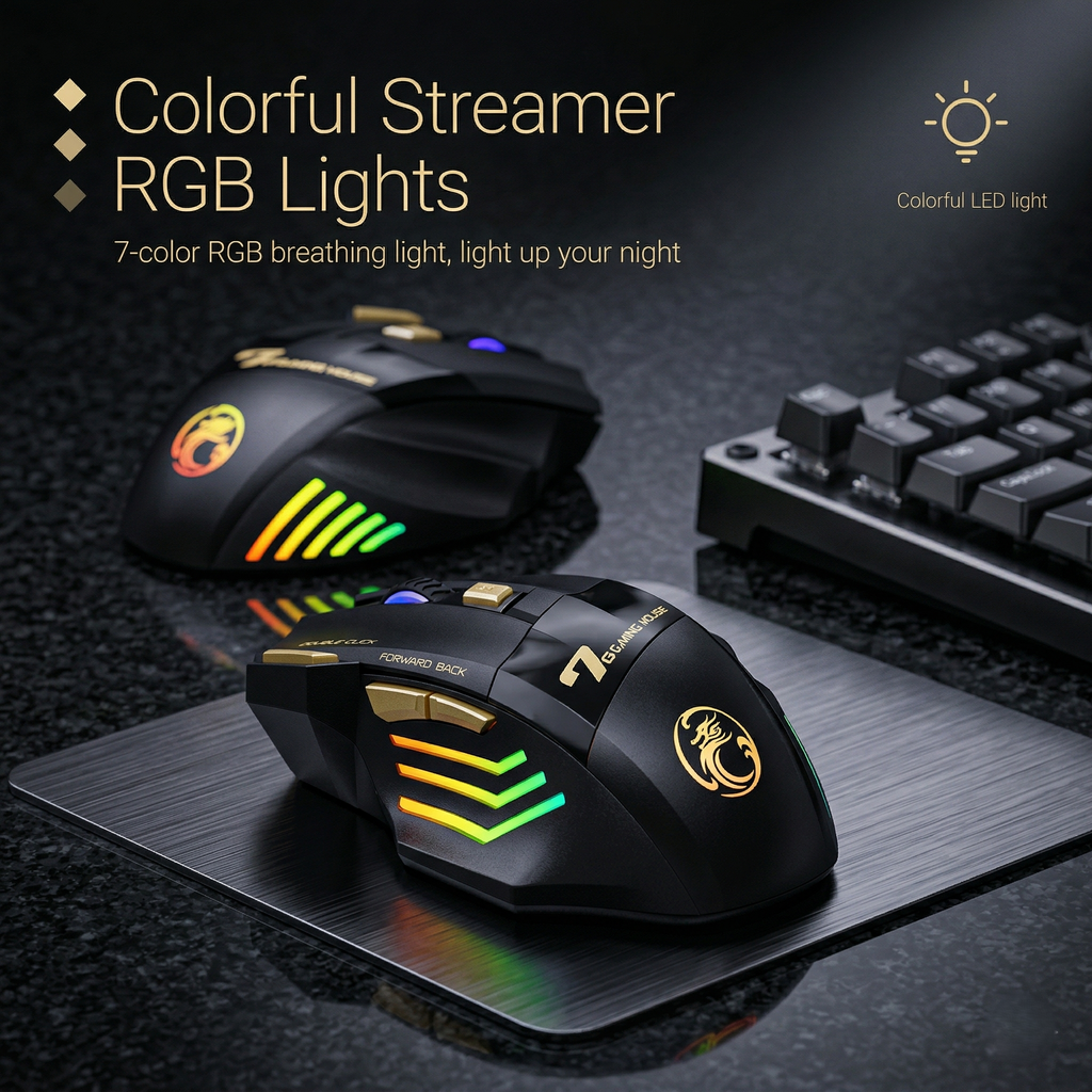 Rechargeable Silent Click Bluetooth Gaming Mouse with 2.4GHz USB