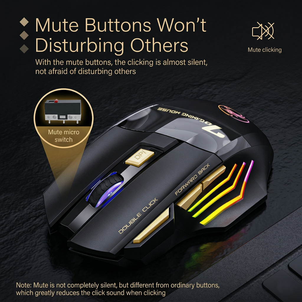 Rechargeable Silent Click Bluetooth Gaming Mouse with 2.4GHz USB