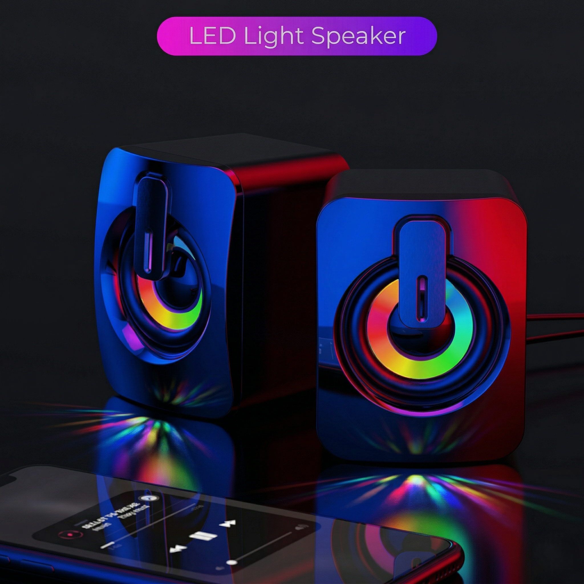 RGB Gaming Speakers for PC, HIFI Stereo Sound Box with LED Light & Microphone