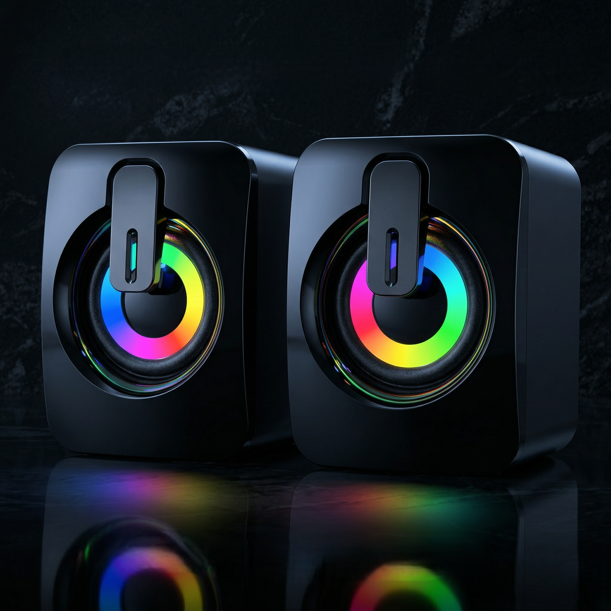 RGB Gaming Speakers for PC, HIFI Stereo Sound Box with LED Light & Microphone