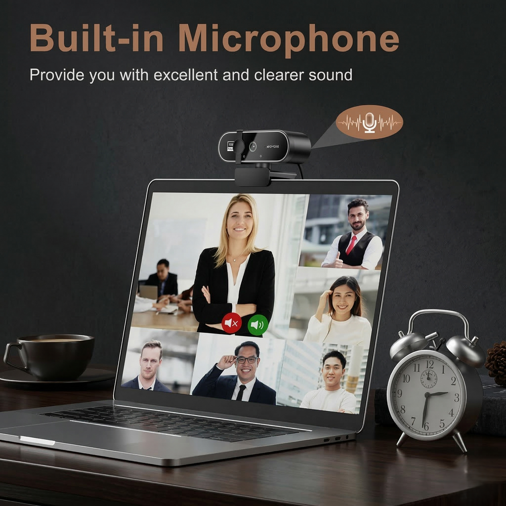 Ultra HD 4K Autofocus Webcam | Built-in Mic for Streaming & Office
