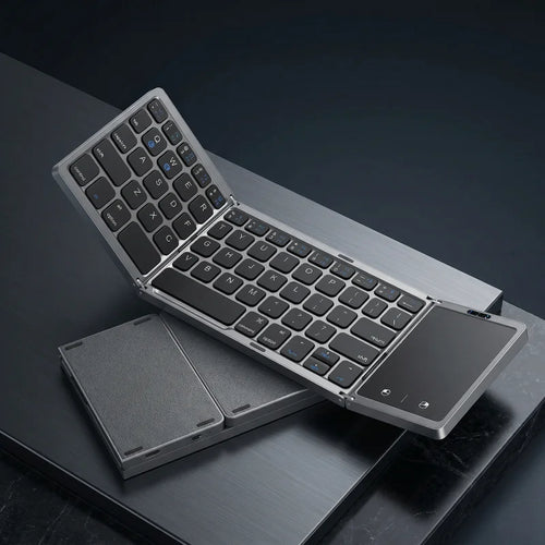 Foldable keyboard on a dark surface