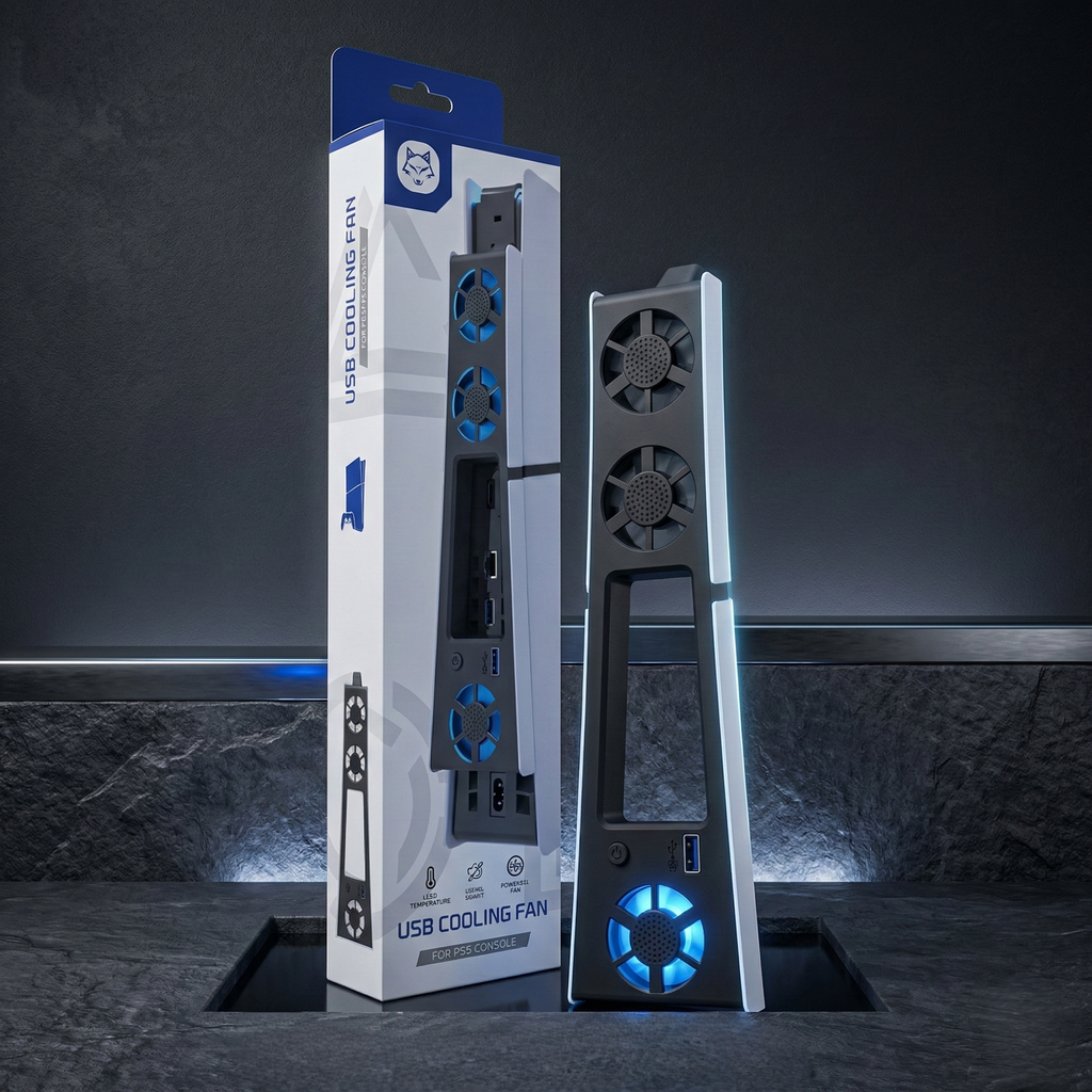 PS5 Slim Cooling Fan with LED Light & Noise Reduction