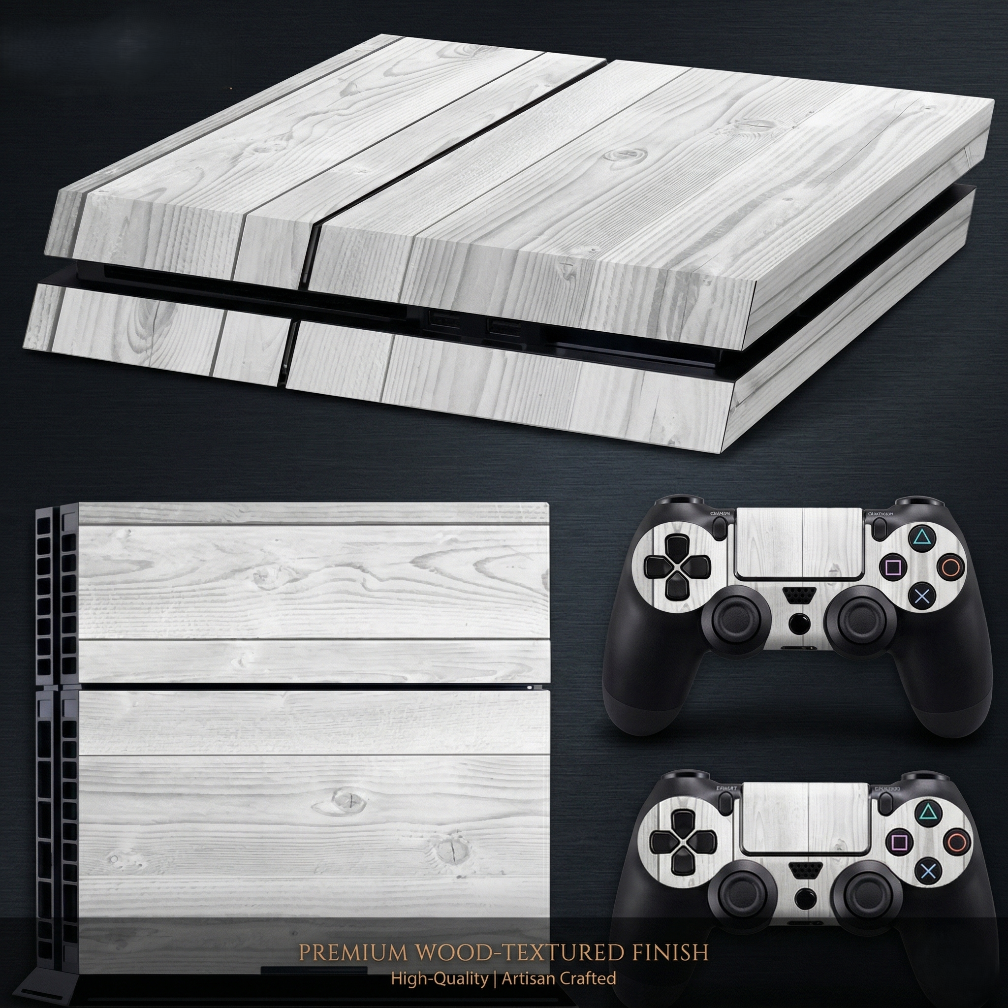 PS4 Wood Grain Vinyl Skin Set for Console & Controllers