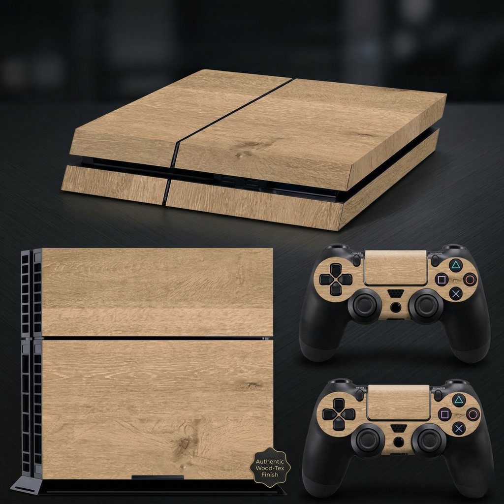 PS4 Wood Grain Vinyl Skin Set for Console & Controllers
