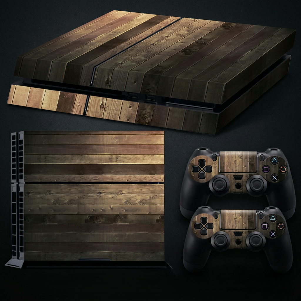 PS4 Wood Grain Vinyl Skin Set for Console & Controllers