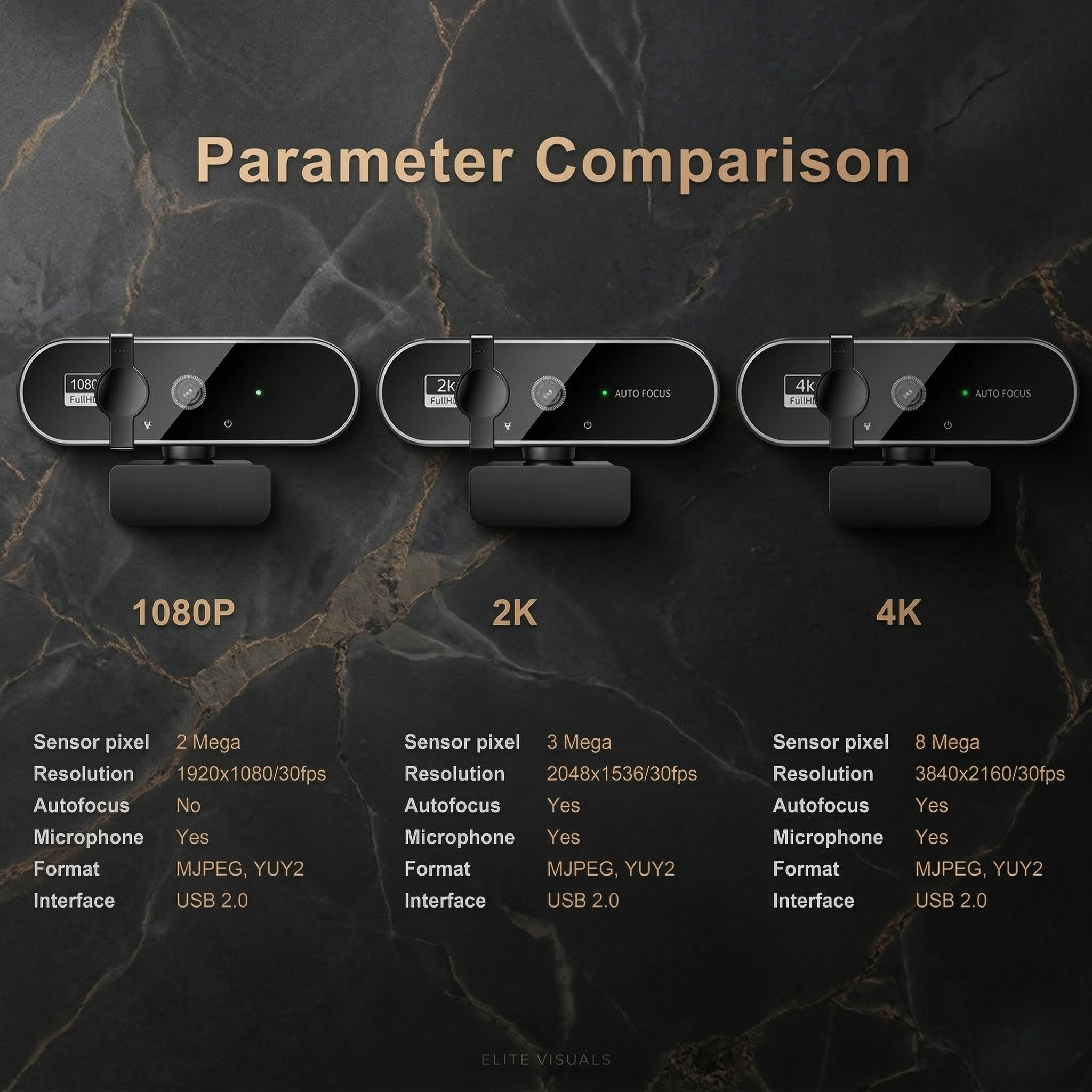 Ultra HD 4K Autofocus Webcam | Built-in Mic for Streaming & Office